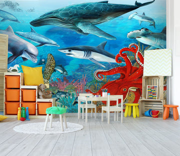 3D Dolphin Shark Turtle 278 Wall Murals