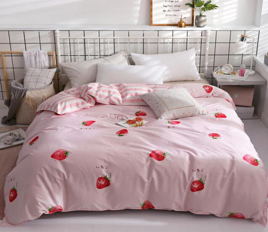 3D Strawberry 4113 Bed Pillowcases Quilt