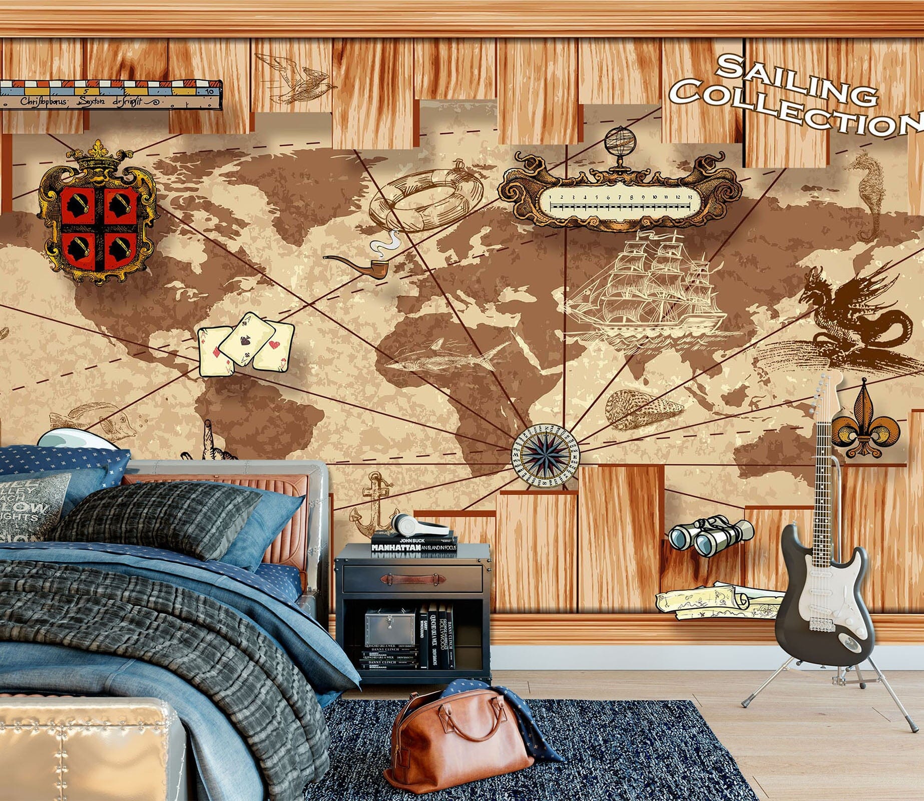 3D World Map 2050 Wall Murals Wallpaper AJ Wallpaper 2 