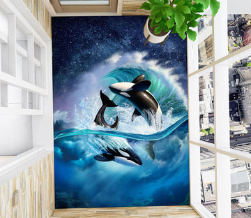 3D Whale Waves 96223 Jerry LoFaro Floor Mural
