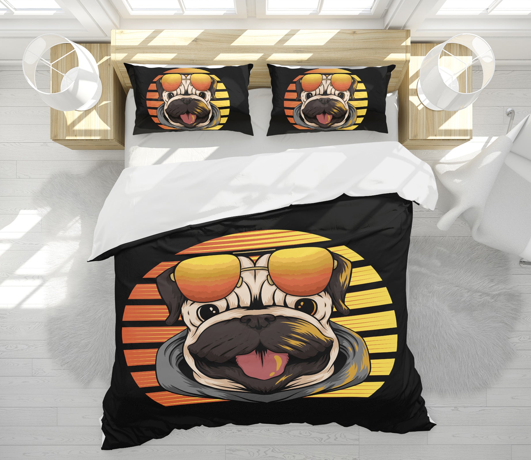 3D Dog Sunglasses 58241 Bed Pillowcases Quilt