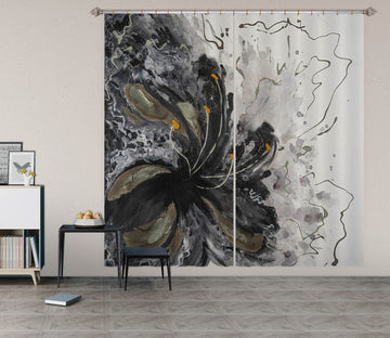3D Black Ink Flower 2341 Skromova Marina Curtain Curtains Drapes