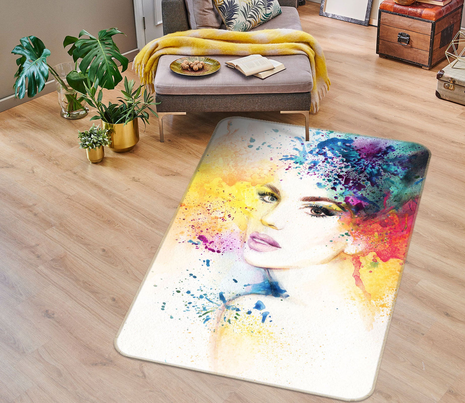 3D Background Woman 1061 Non Slip Rug Mat