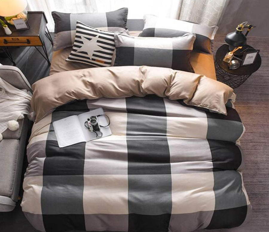 3D Big Grid 7099 Bed Pillowcases Quilt