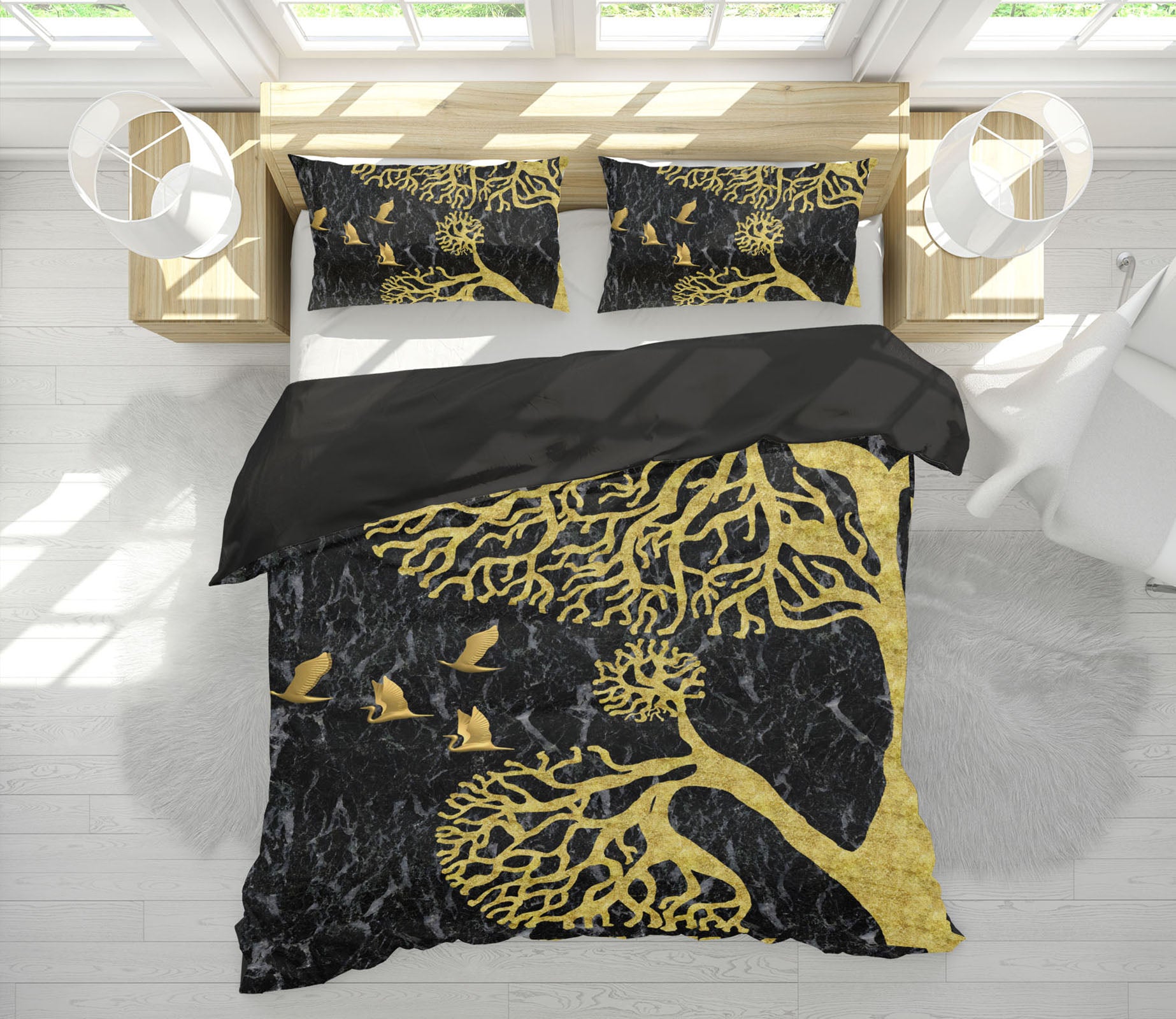 3D Golden Trees 16032 Bed Pillowcases Quilt