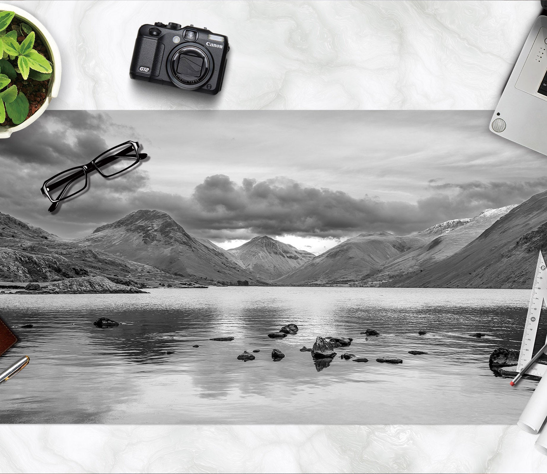 3D Mountain Lake 7764 Assaf Frank Desk Mat