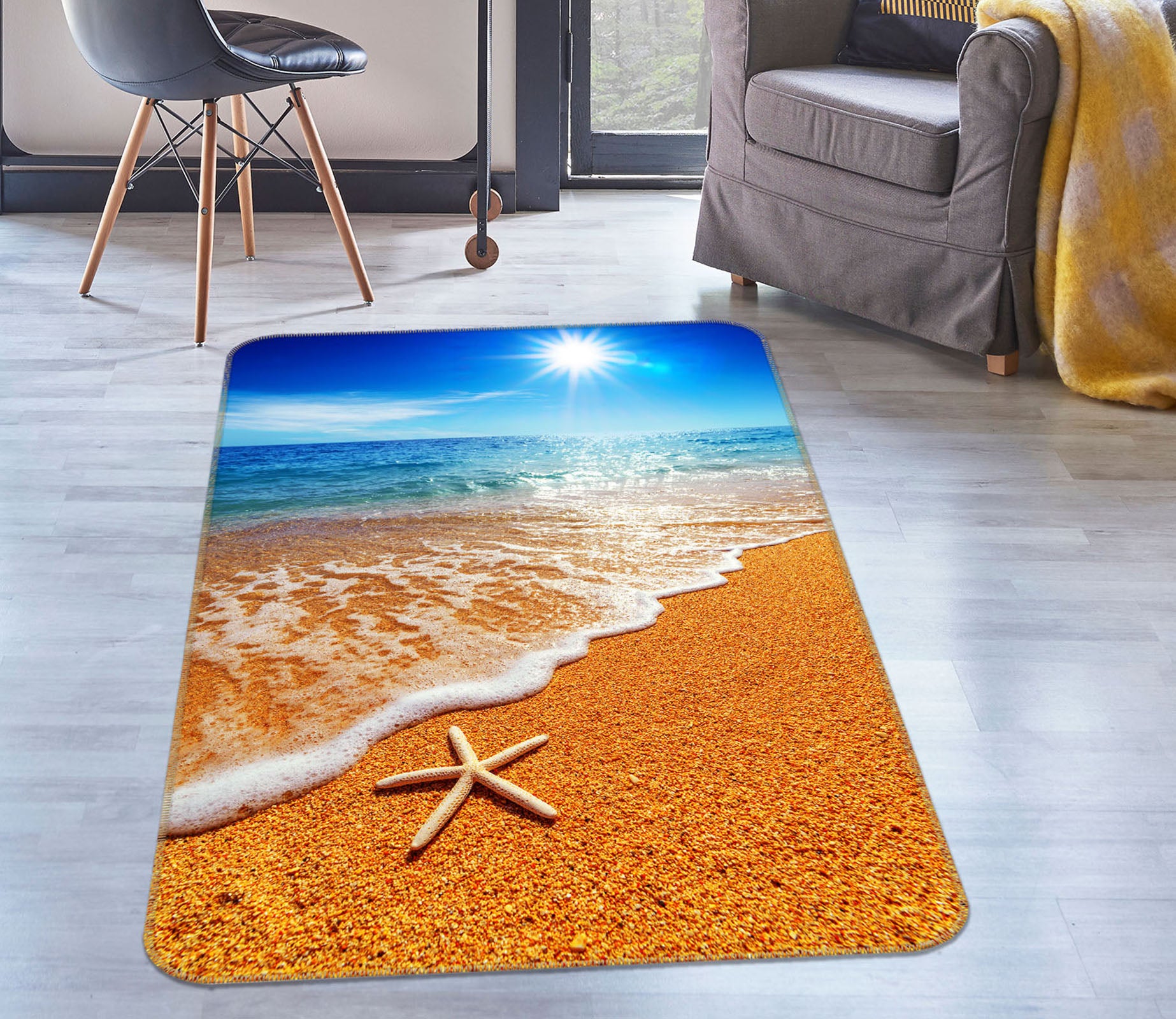 3D Seaside Starfish 36089 Non Slip Rug Mat