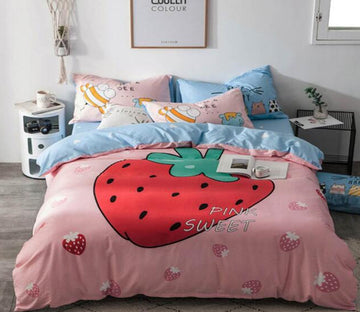 3D Big Strawberry 7130 Bed Pillowcases Quilt