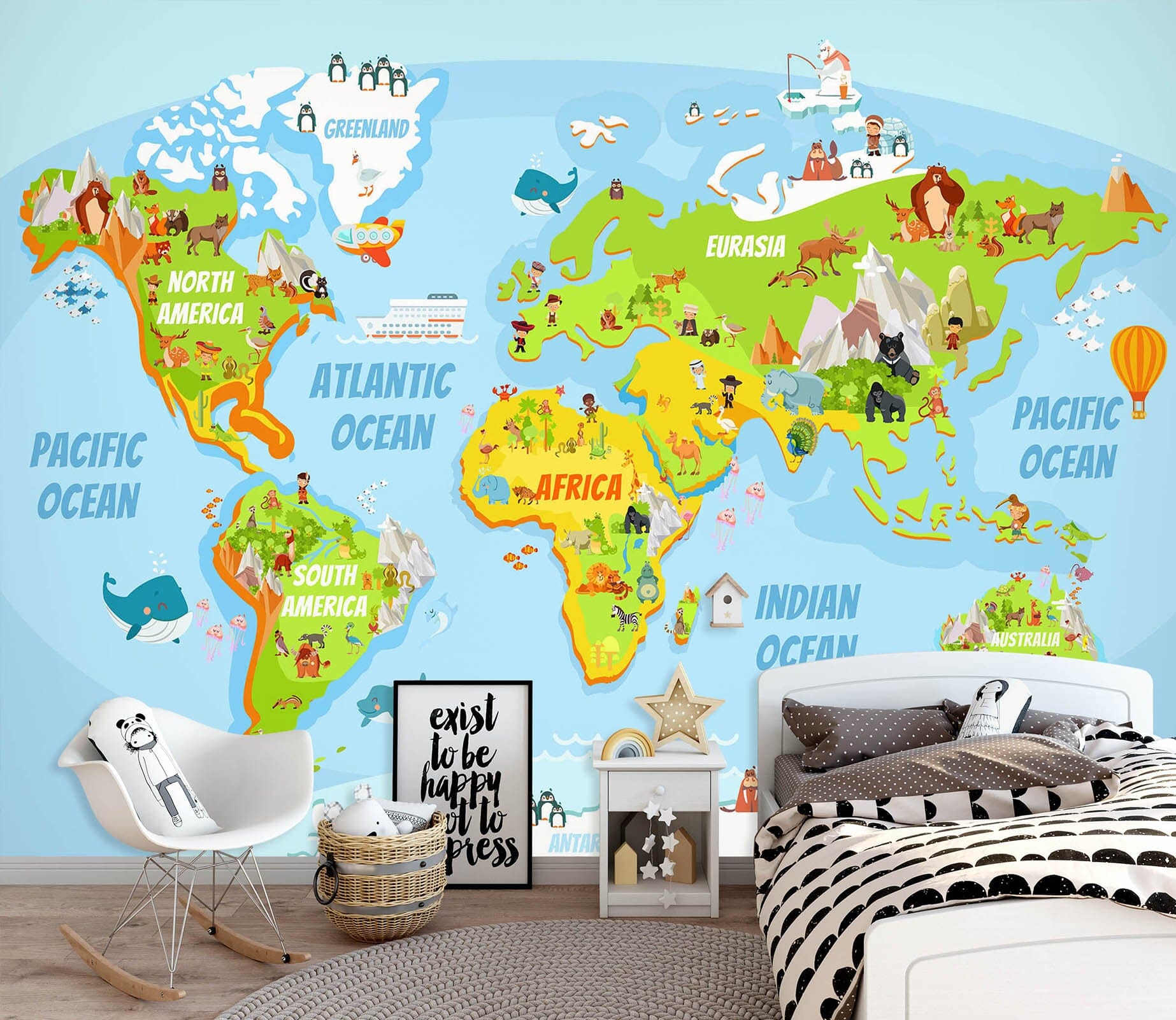 3D Animal Distribution 2065 World Map Wall Murals Wallpaper AJ Wallpaper 2 