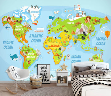 3D Animal Distribution 2065 World Map Wall Murals Wallpaper AJ Wallpaper 2 
