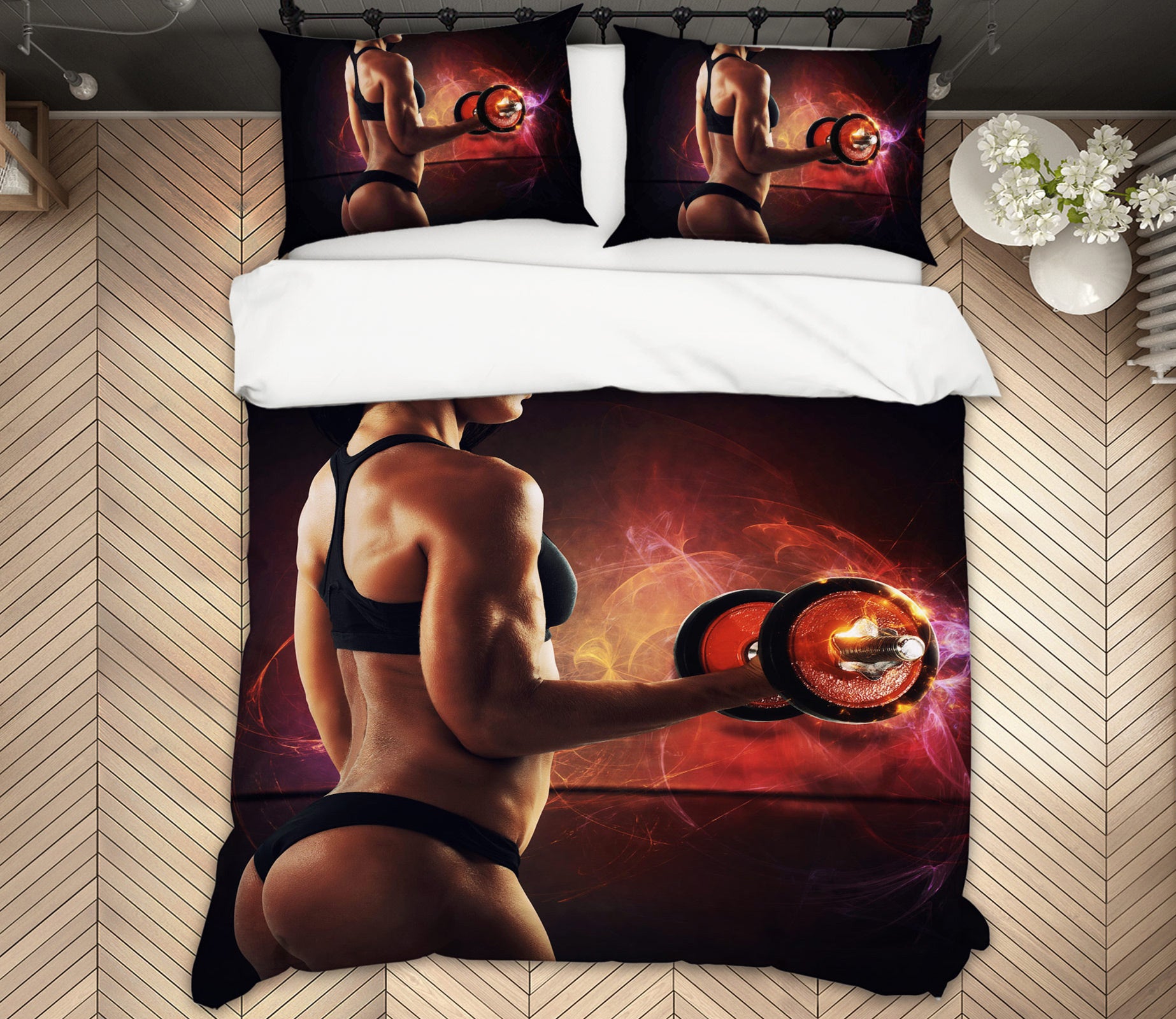 3D Lift Dumbbells 14119 Bed Pillowcases Quilt