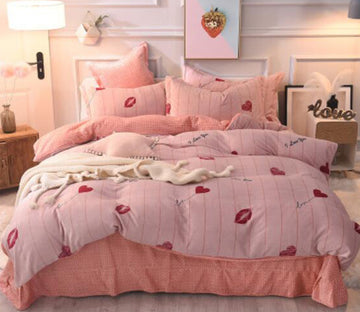 3D Pink Lip Print 20133 Bed Pillowcases Quilt