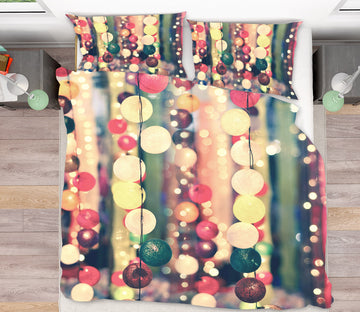 3D Colorful Ball String Lights 51081 Christmas Quilt Duvet Cover Xmas Bed Pillowcases