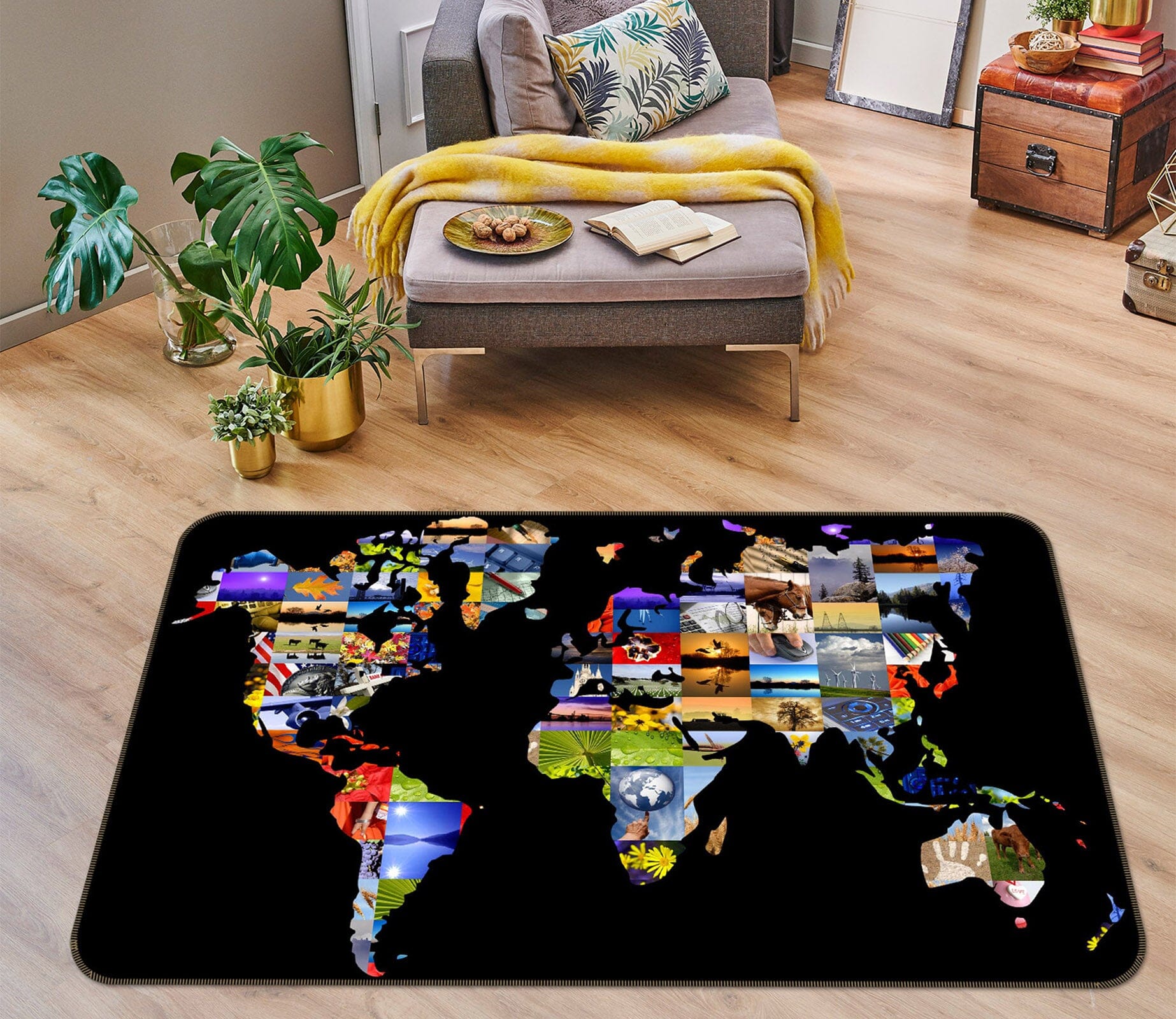 3D Color Painting 208 World Map Non Slip Rug Mat Mat AJ Creativity Home 