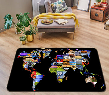 3D Color Painting 208 World Map Non Slip Rug Mat Mat AJ Creativity Home 