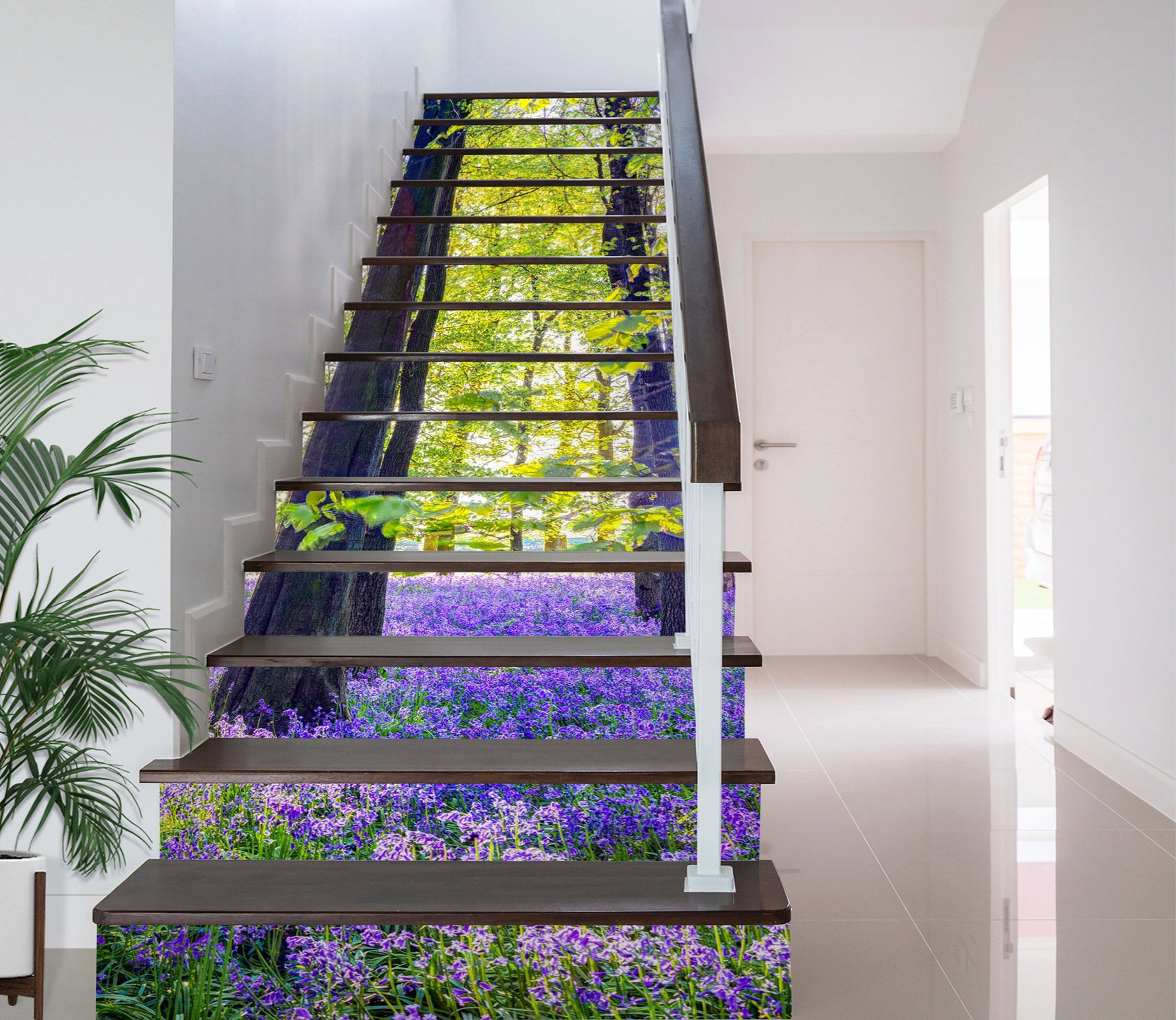 3D Woods Purple Flowers 10959 Assaf Frank Stair Risers