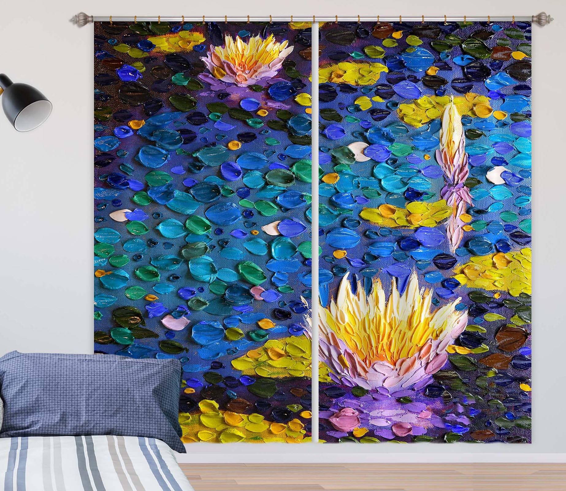 3D Lotus Pond 062 Dena Tollefson Curtain Curtains Drapes Curtains AJ Creativity Home 