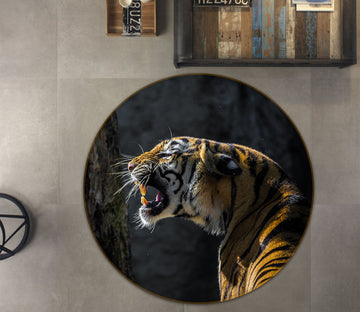 3D Tiger Roar 82285 Animal Round Non Slip Rug Mat
