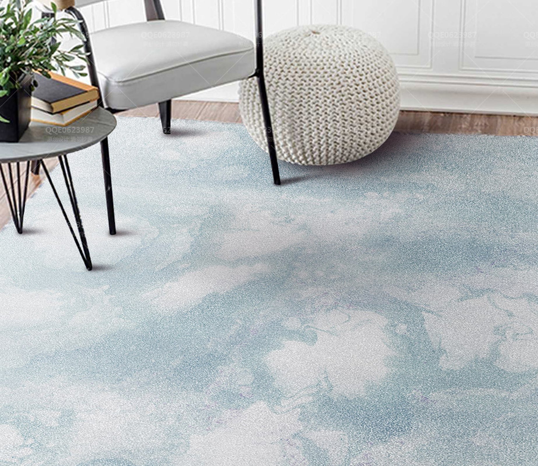 3D Light Blue Pattern WG237 Non Slip Rug Mat Mat AJ Creativity Home 