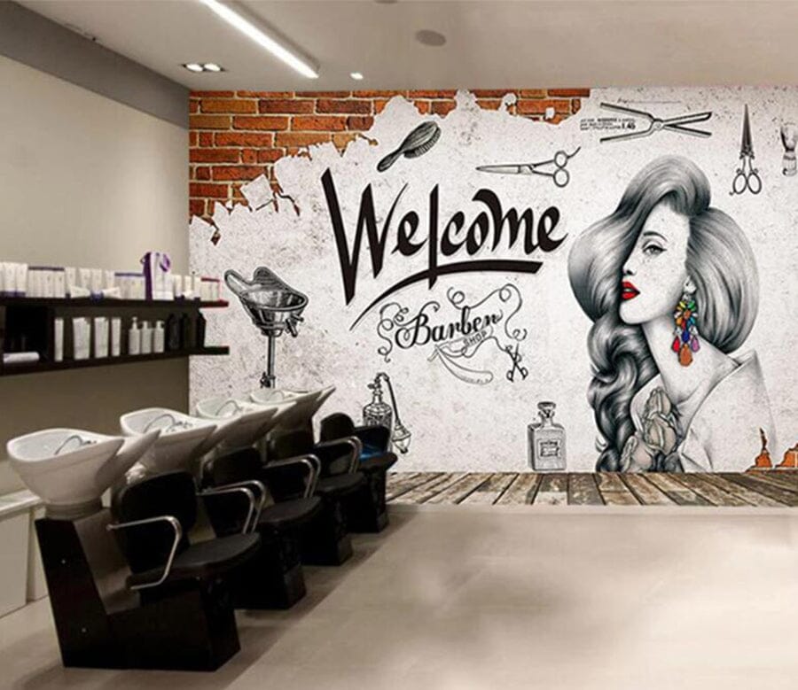 3D Fashion Barber Shop 1564 Wall Murals Wallpaper AJ Wallpaper 2 