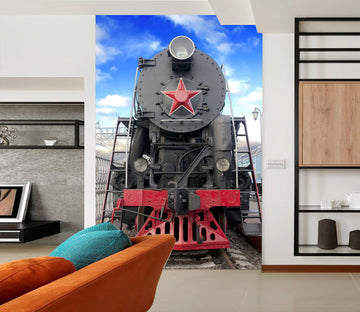 3D Vintage Train Head 434 Vehicle Wall Murals