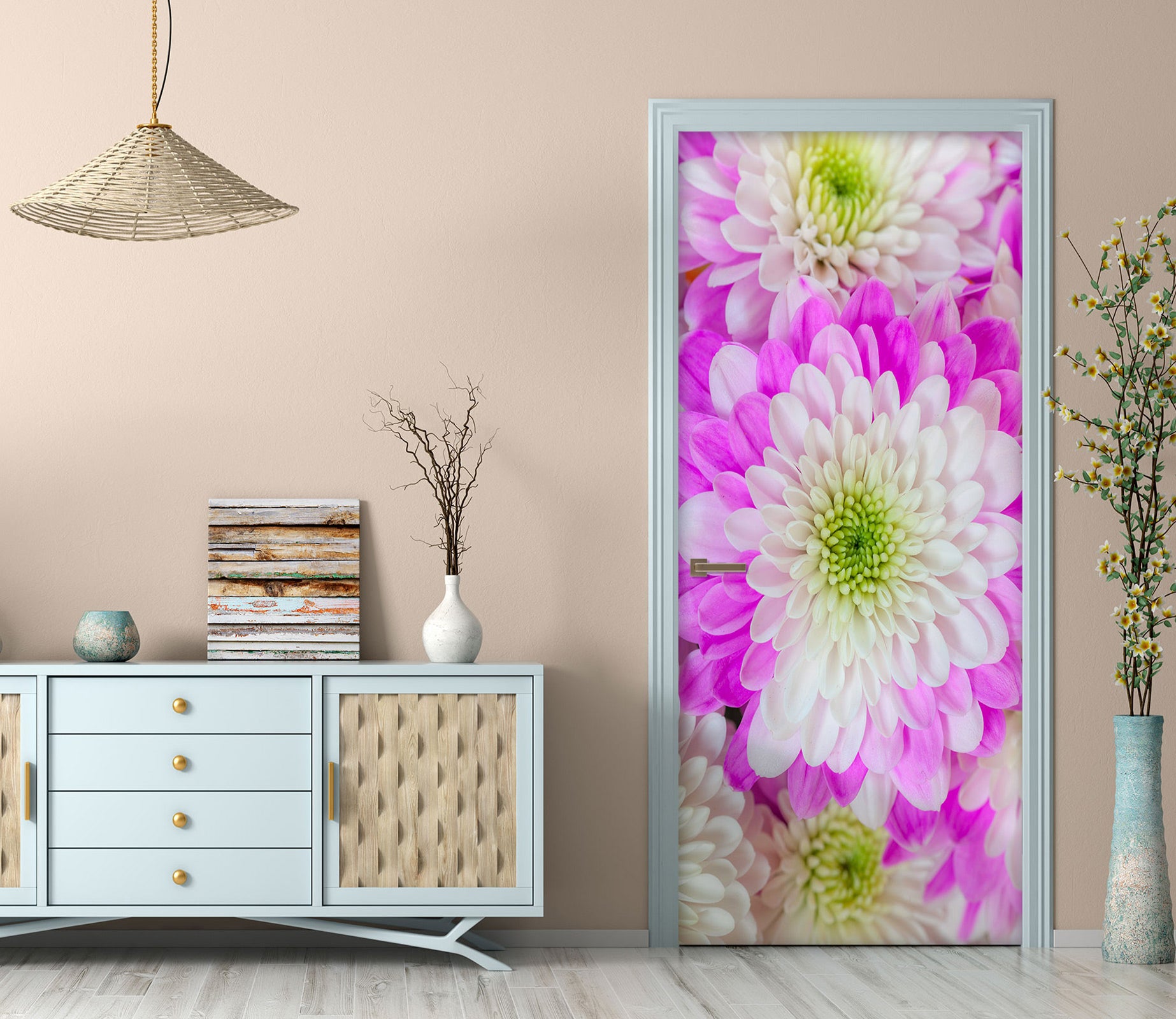 3D White Purple Chrysanthemum 10716 Assaf Frank Door Mural