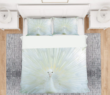3D White Peacock 60052 Bed Pillowcases Quilt