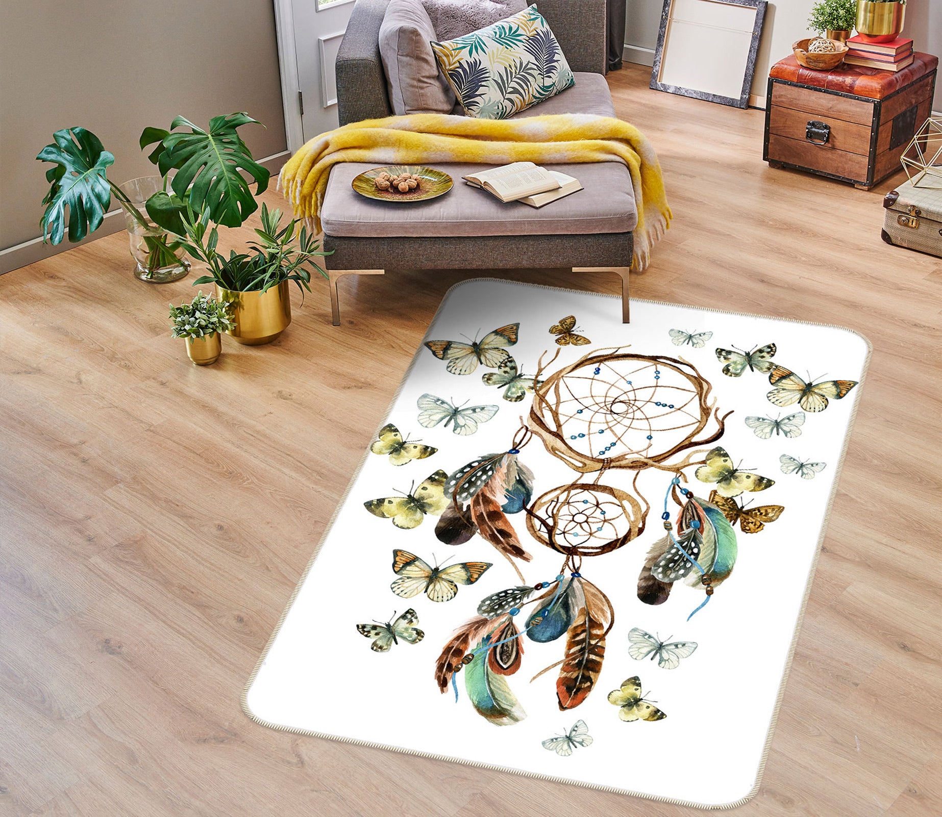 3D Butterfly Dream Catcher 37145 Non Slip Rug Mat