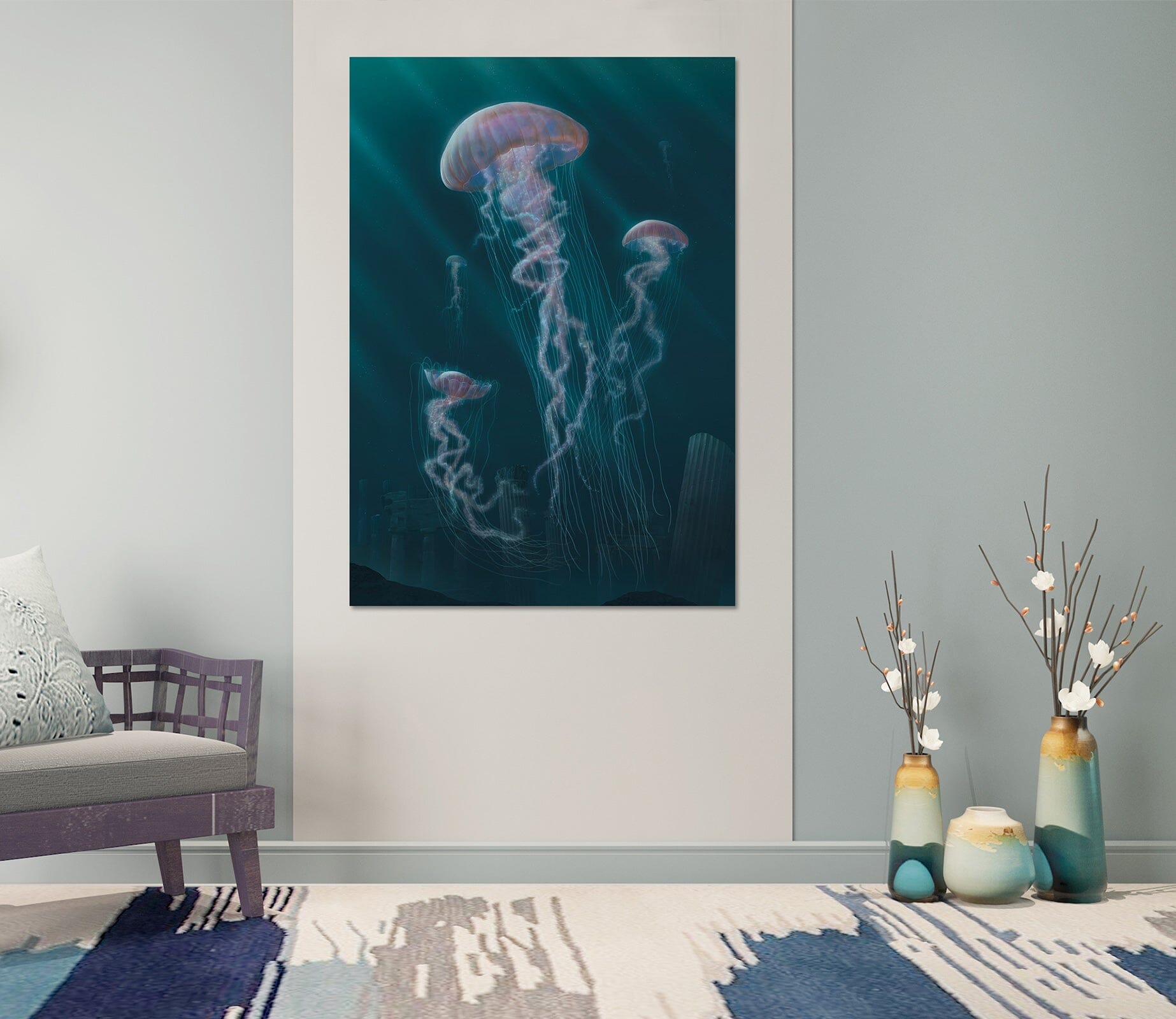 3D Jellyfish Def 046 Vincent Hie Wall Sticker Wallpaper AJ Wallpaper 2 