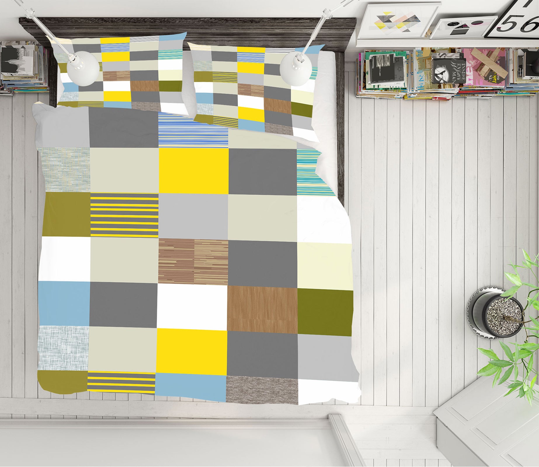 3D Color Square 59104 Bed Pillowcases Quilt