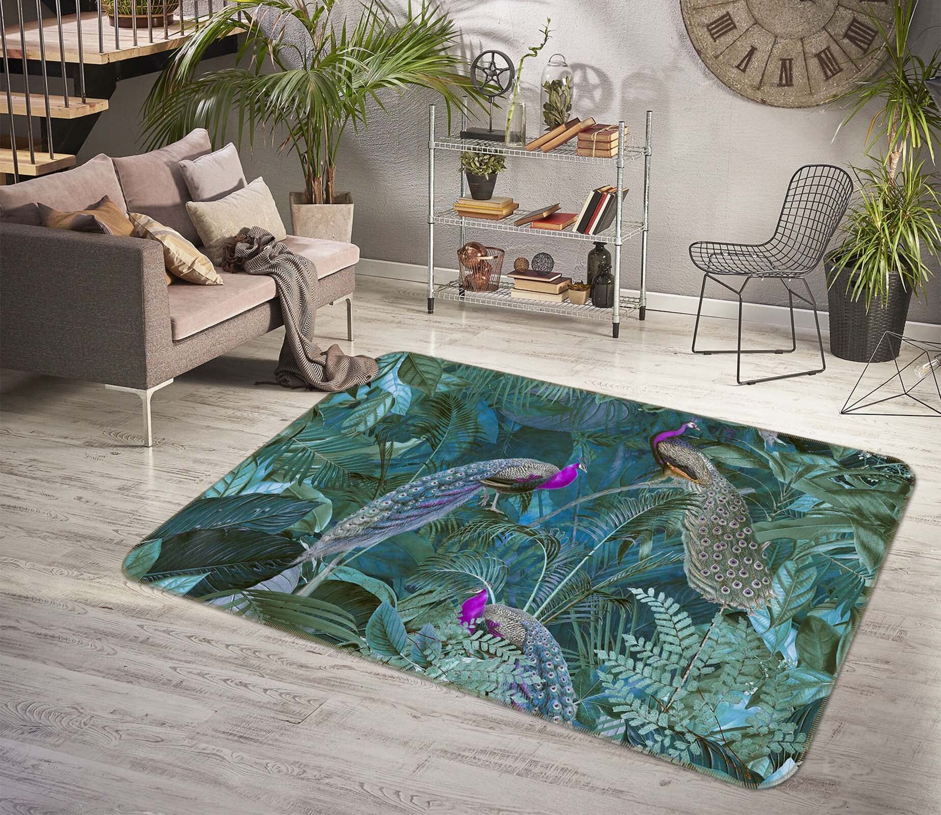 3D Peacock Forest 1008 Andrea haase Rug Non Slip Rug Mat Mat AJ Creativity Home 