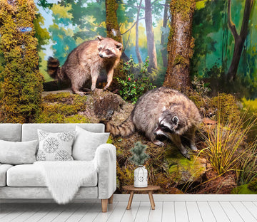 3D Raccoon Forest 428 Wall Murals