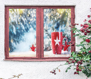 3D Snow Red Cup 43002 Christmas Window Film Print Sticker Cling Stained Glass Xmas