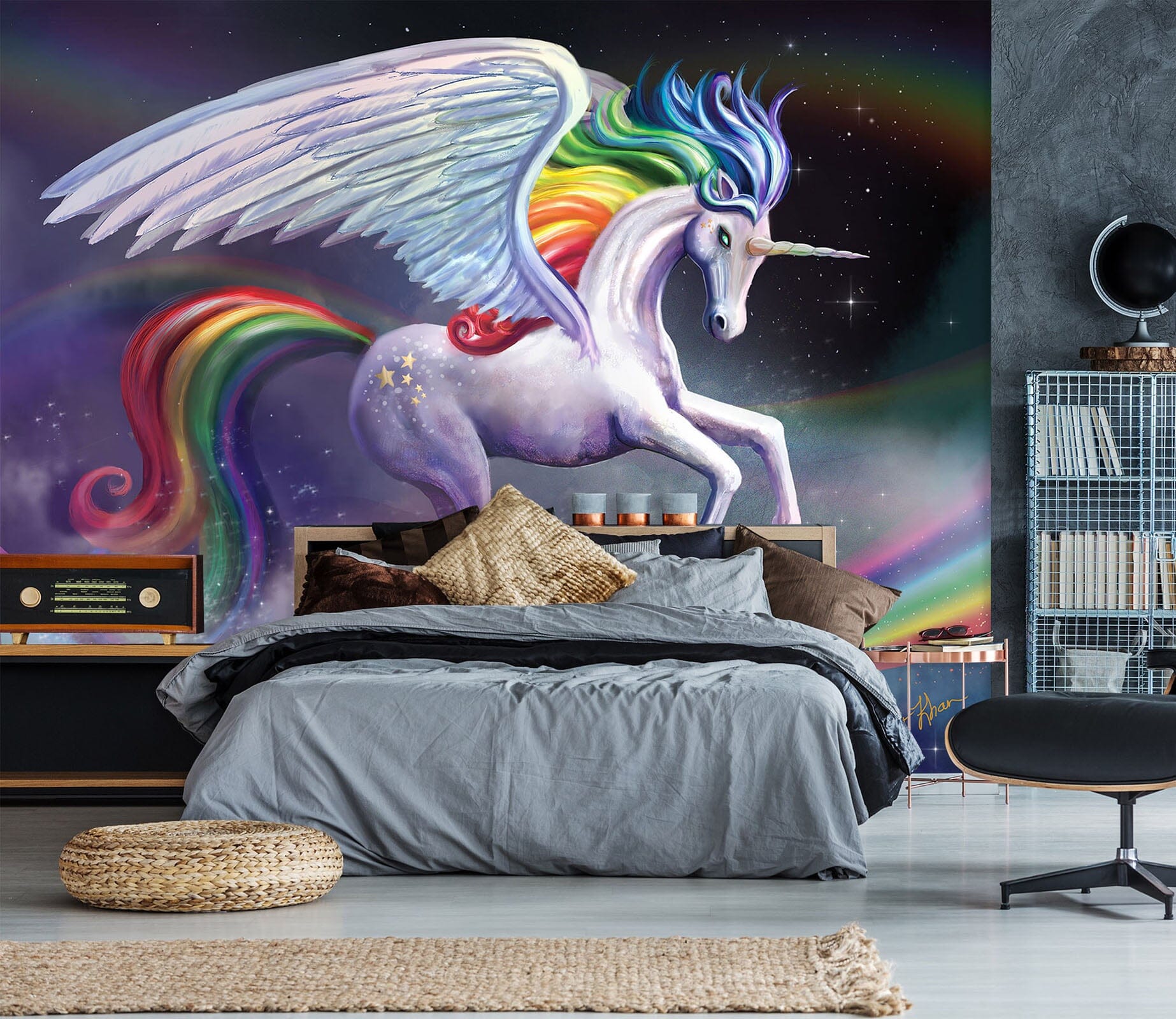 3D Winged Unicorn 1412 Rose Catherine Khan Wall Mural Wall Murals Wallpaper AJ Wallpaper 2 