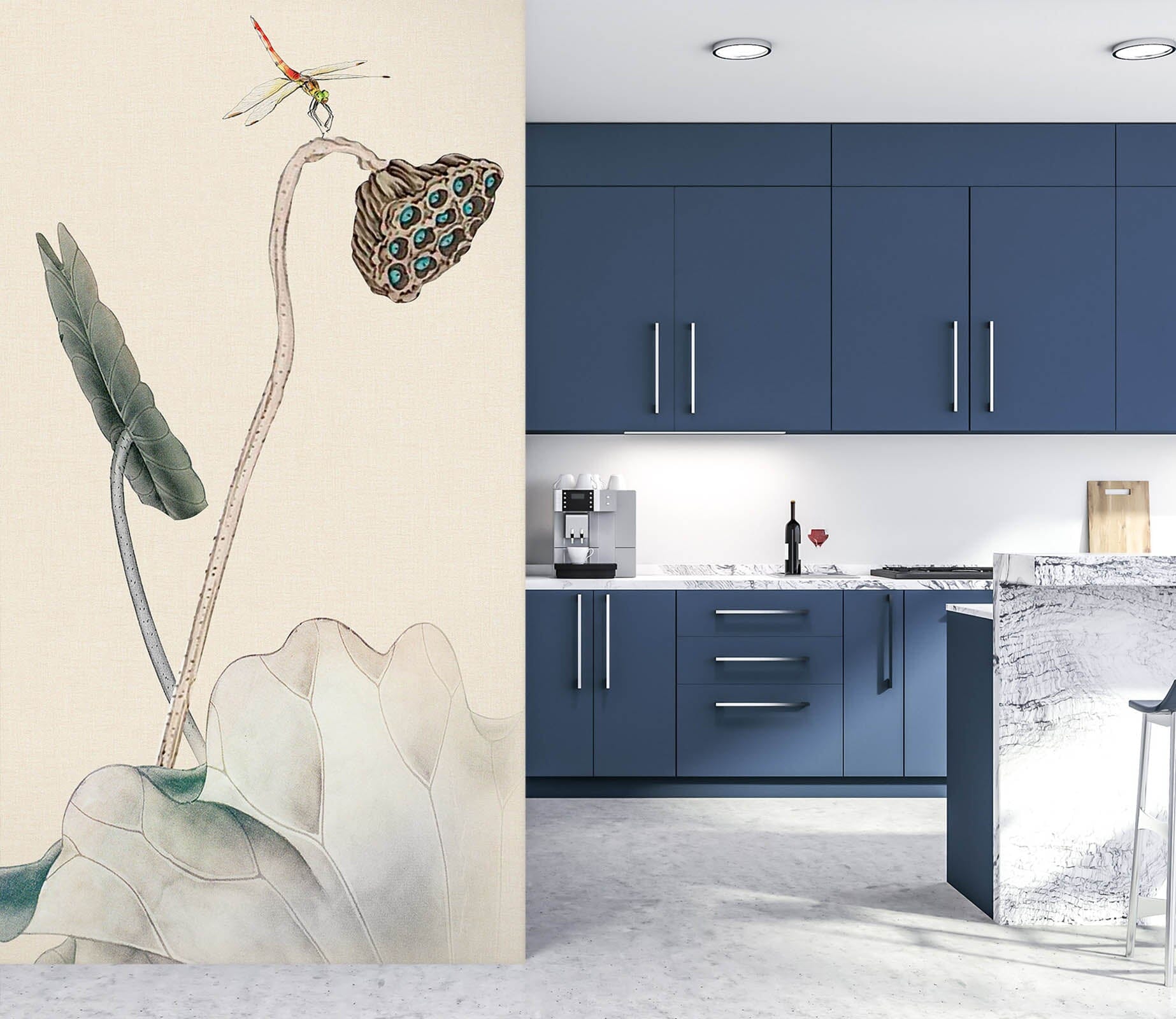 3D Dragonfly Lotus 1816 Wall Murals Wallpaper AJ Wallpaper 2 