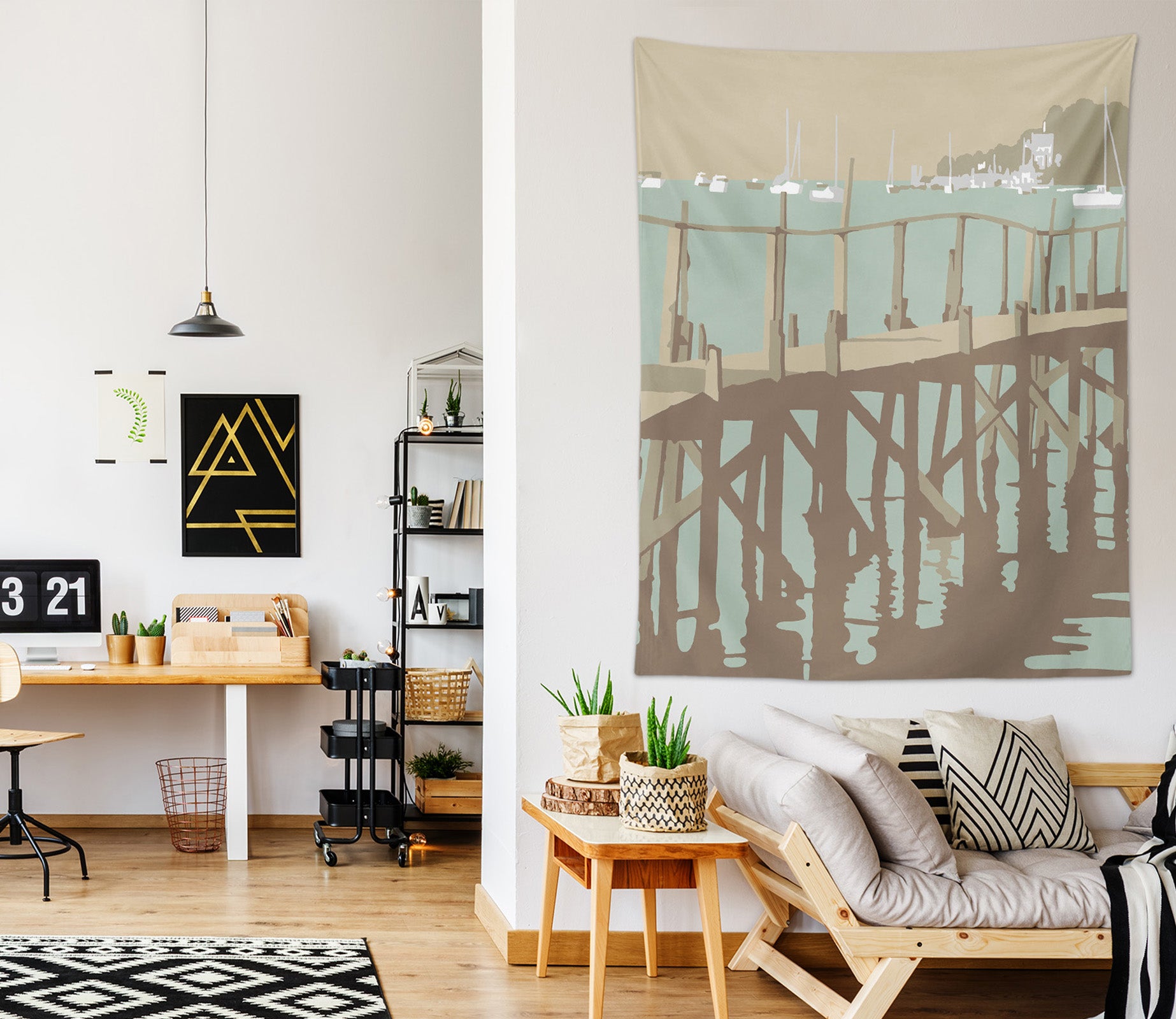 3D Wooden Bridge 5368 Steve Read Tapestry Hanging Cloth Hang