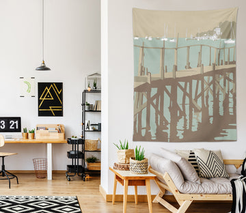 3D Wooden Bridge 5368 Steve Read Tapestry Hanging Cloth Hang