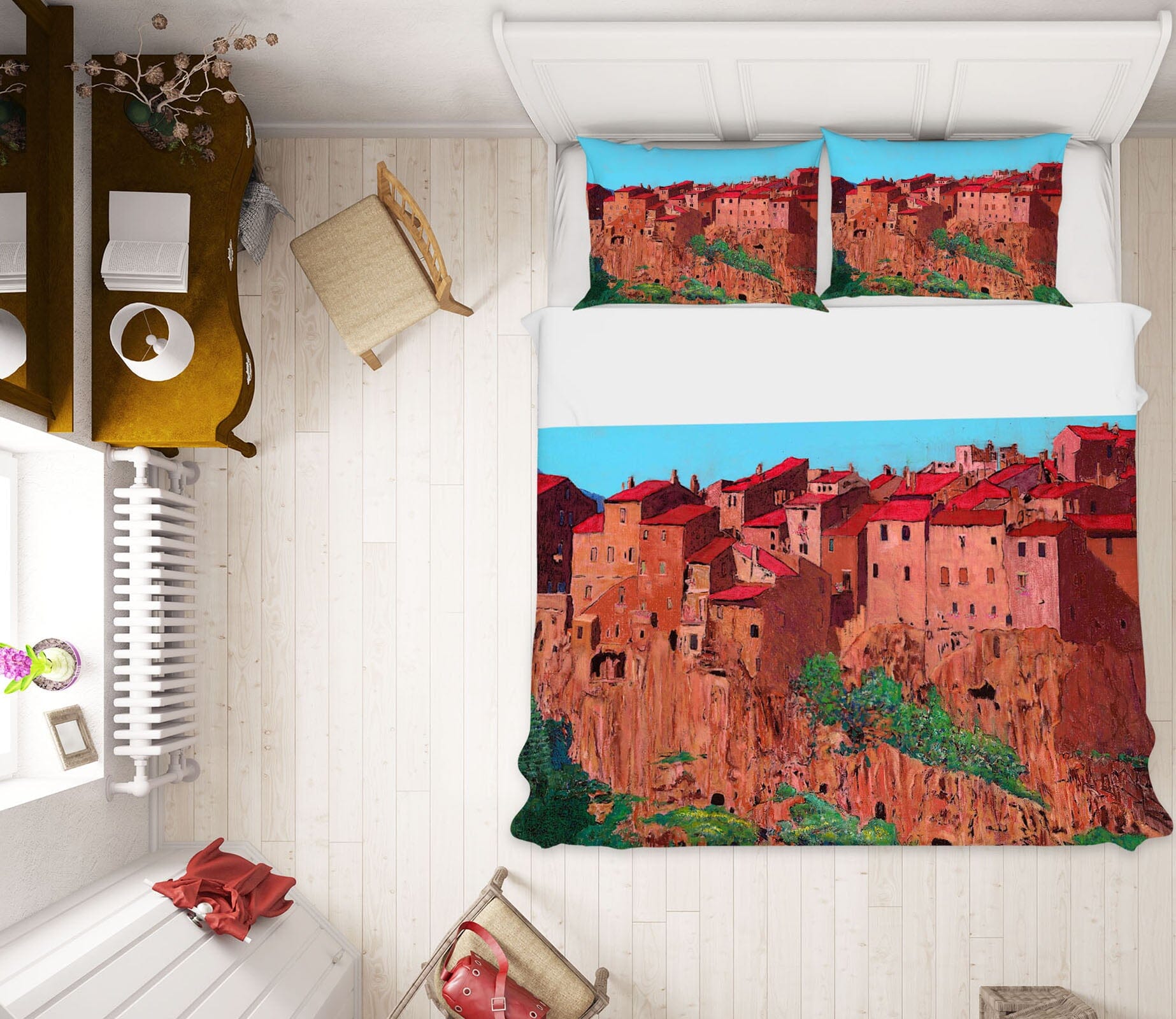 3D Pitigliano Village 1171 Allan P. Friedlander Bedding Bed Pillowcases Quilt Quiet Covers AJ Creativity Home 
