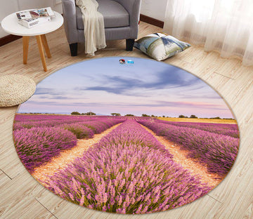 3D Lavender Bushes 69223 Round Non Slip Rug Mat