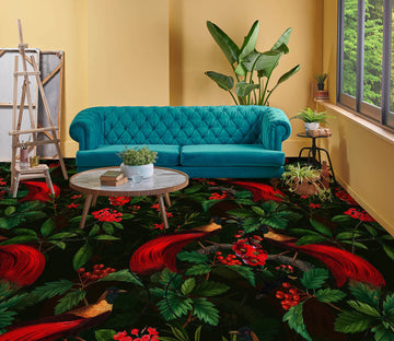 3D Red Fruit Leaves Clump 10022 Uta Naumann Floor Mural