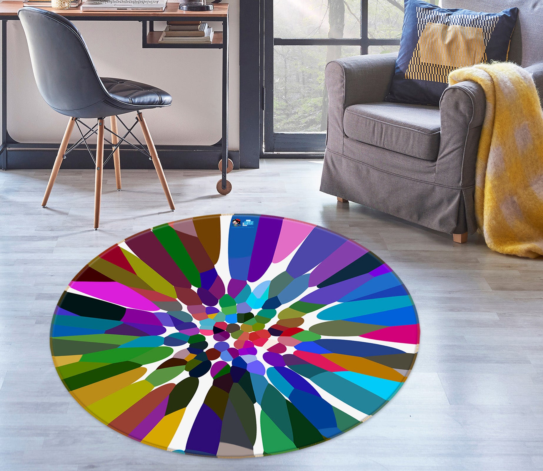 3D Flower Core 191107 Shandra Smith Rug Round Non Slip Rug Mat