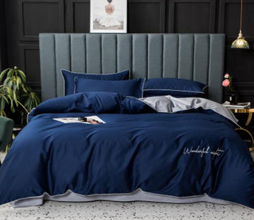 3D Navy Blue 15208 Bed Pillowcases Quilt