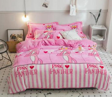 3D Pink Naughty Panther 30253 Bed Pillowcases Quilt