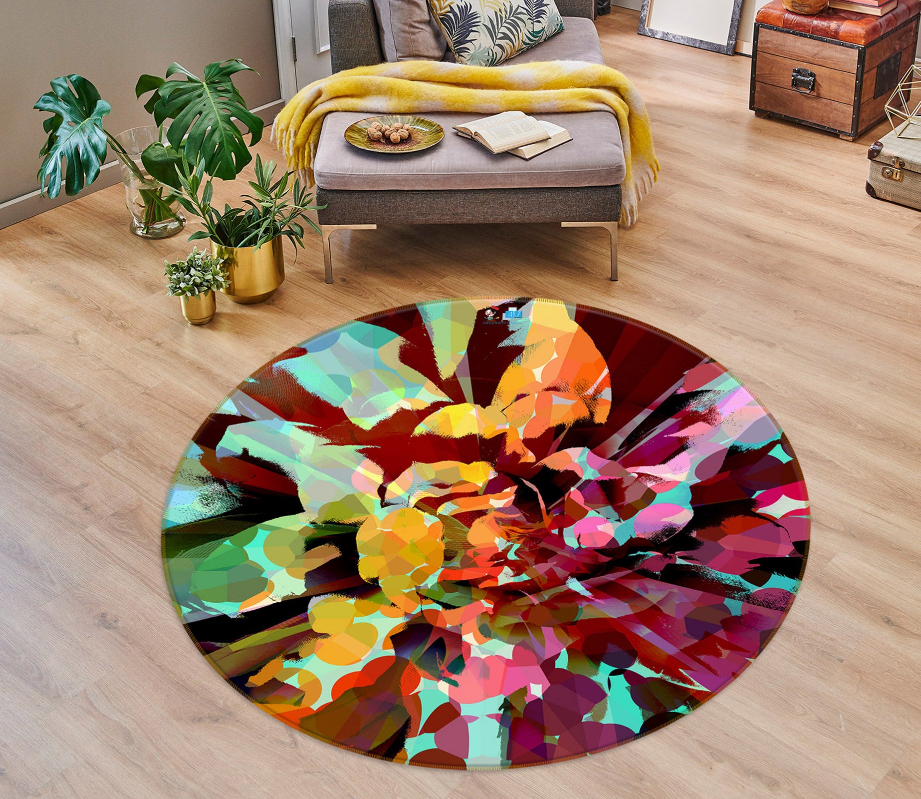 3D Color Pattern 191101 Shandra Smith Rug Round Non Slip Rug Mat