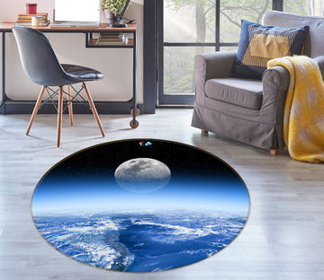 3D Earth Moon 72210 Round Non Slip Rug Mat