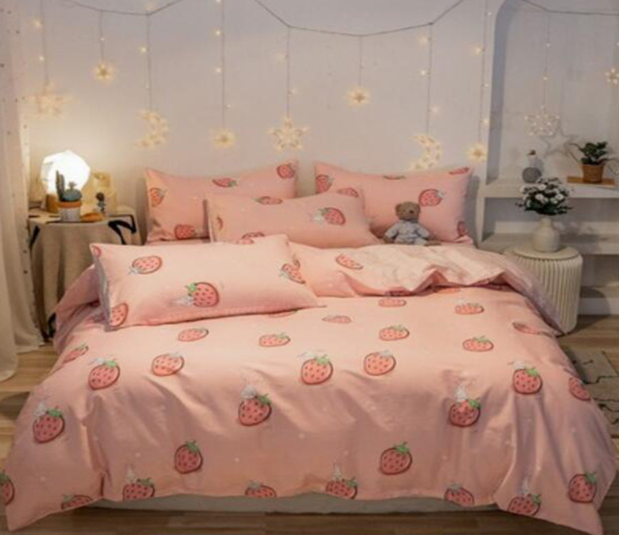 3D Pink Strawberry 40300 Bed Pillowcases Quilt