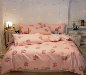 3D Pink Strawberry 40300 Bed Pillowcases Quilt