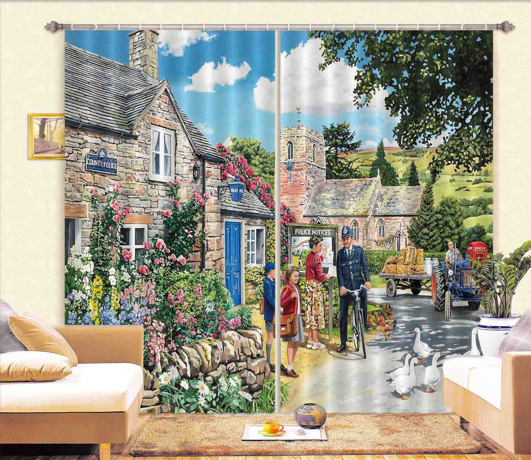 3D The Police House 104 Trevor Mitchell Curtain Curtains Drapes Curtains AJ Creativity Home 