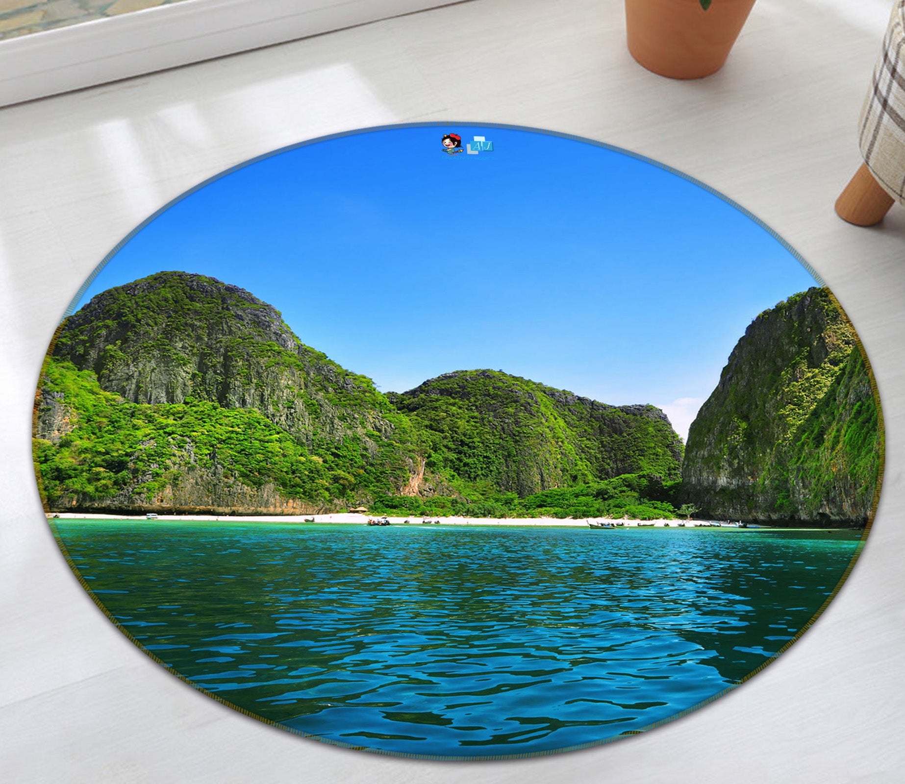 3D Mountains Rivers 72060 Round Non Slip Rug Mat