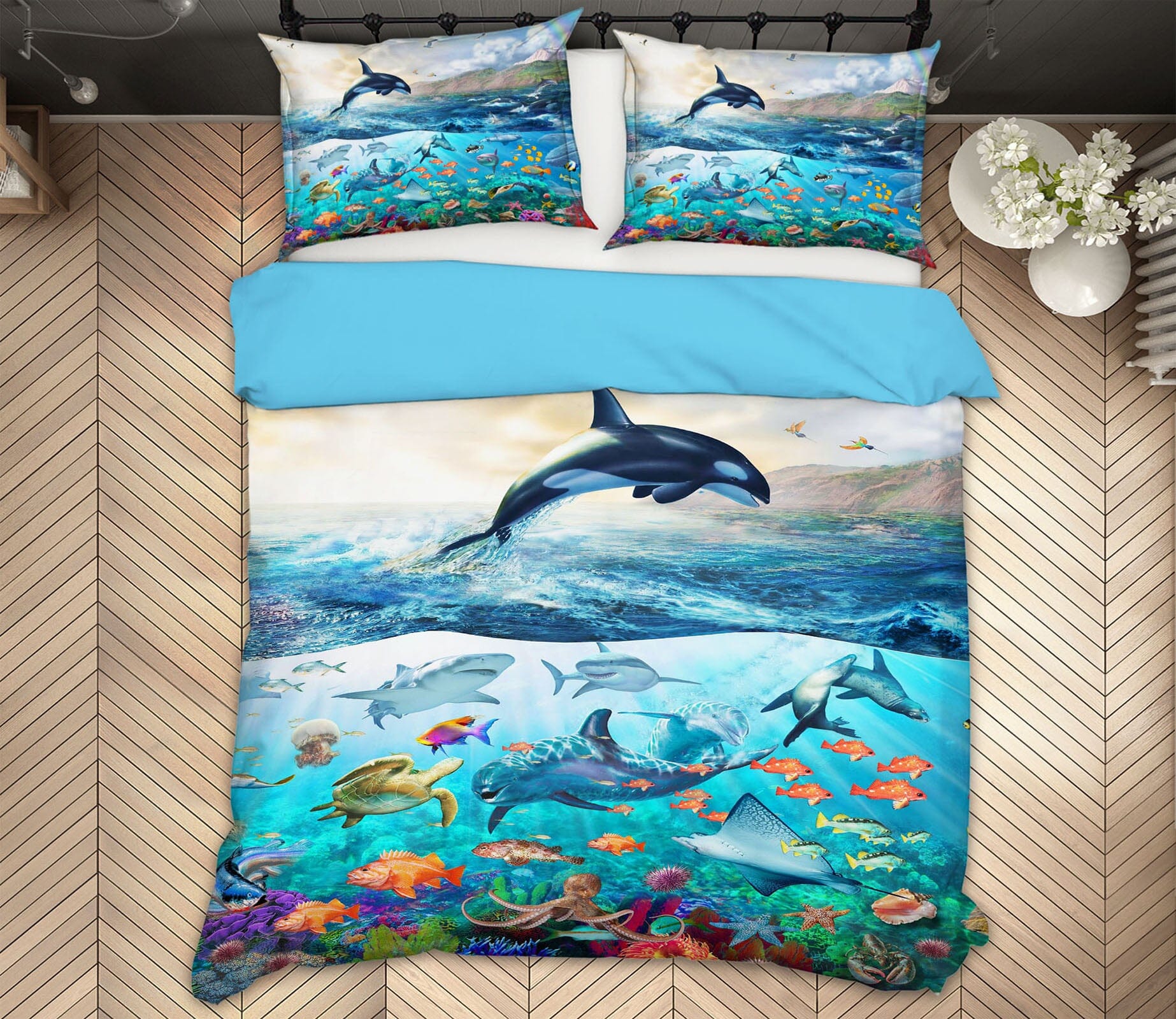 3D Atlantic Dolphins 2030 Adrian Chesterman Bedding Bed Pillowcases Quilt Quiet Covers AJ Creativity Home 